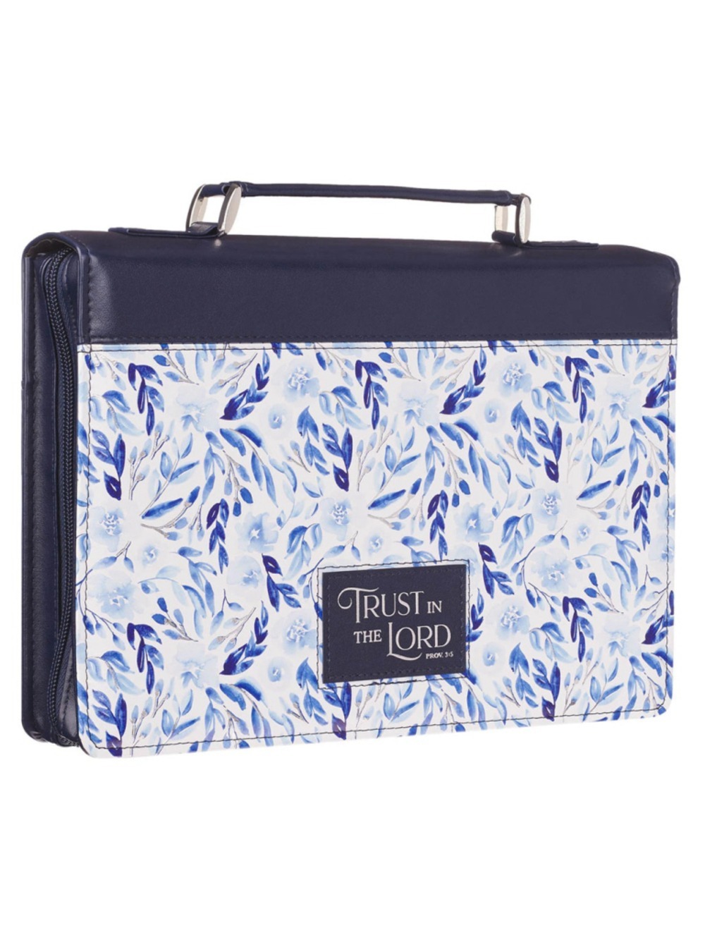Christian Art Gifts "Trust in the Lord" Blue Botany Faux Leather Bible XL Cover